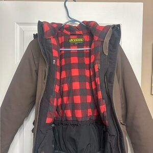 Klim Women's Brown Ski Jacket with Red Plaid Lining